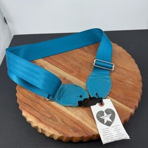 NWT Souldier Guitar Strap (soldier) Seatbelt strap Teal blue Handmade in Chicago